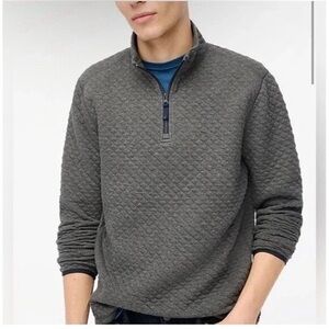 J. Crew Men's Quilted Quarter Zip Heathered Charcoal